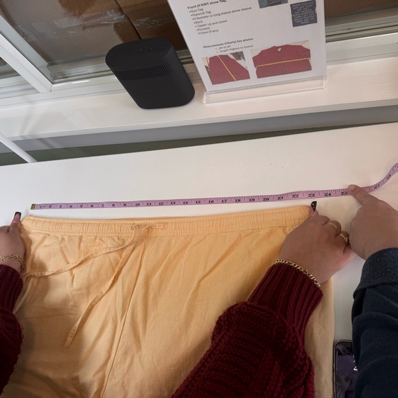 STYLE & CO Womens Plus 22W Yellow Linen Drawstring Pants with Pockets - Picture 7 of 11